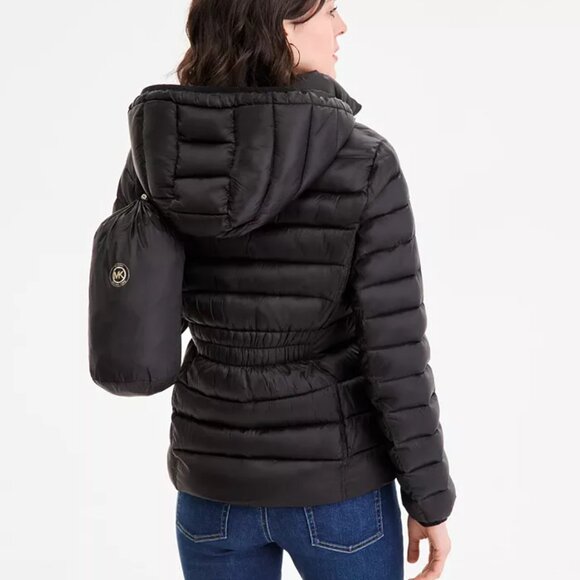 MICHAEL Michael Kors Women's Hooded Shine Packable Puffer Coat - Picture 2 of 10